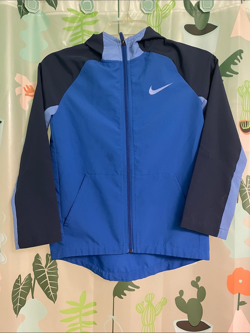 Nike Blue & Navy Kids' Hooded Rain Jacket